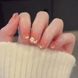Shopmocho 24pcs Detachable Short Press on Nails Y2k rhinestone False Nails with Glue Ballet Sweet Cool Girls Artificial False Nails Tips