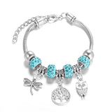 SHOPMOCHO New Butterfly Pendant 5 Color Rhinestone Snake Chain Bangle Lobster Buckle Adjustable Charm Woman Beaded Bracelet Jewelry Gift