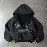 SHOPMOCHO Y2k Gothic Punk Style Printed Star Spot Embroidered Zipper Hoodie Men and Women Fashion Harajuku Retro Oversized Bat Sleeve Top