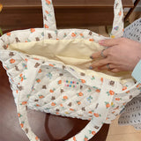SHOPMOCHO Cartoon Print Women's Shoulder Bag Large Capacity Ladies Tote Handbags Soft Quilted Female Travel Shopping Bags Girls Book Bag