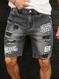 SHOPMOCHO Wholesale Men's Distressed Shorts, Fashionable Jeans, Summer Casual Style, Mid-Waist, Light Color, Woven