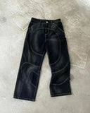 SHOPMOCHO Y2K Trousers Pants Streetwear Washed Distressed Black Grey Wide Leg Jeans Men Women Goth Punk Multi Pocket Oversized Baggy Jeans