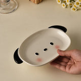 Shopmocho 1pc/2pcs Ceramic bread plate, small dog shaped plate, cute mini fruit plate, dessert plate
