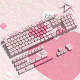 SHOPMOCHO Pink Cat Dye Sublimation PBT Keycaps 136 Keys MOA Profile Keyboard Keycaps for Cherry Gateron MX Switches Mechanical Keyboards