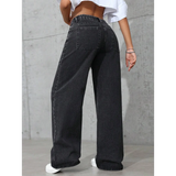 SHOPMOCHO plus Size Women's Wide Leg Jeans Washed Elastic Casual Loose Fit Ladies Denim Pants Comfortable Stretchy Trousers
