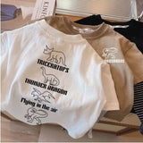 SHOPMOCHO 2025 Spring and Autumn Children's Long Sleeve Tees Fake Two Piece Girl's Sweatershirt 1-7Y Boys Casual Loose Pullover Dino Tops