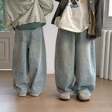 SHOPMOCHO Children's pants 2025 spring edition boys and girls Korean color casual denim straight leg pants children's loose wide leg pants
