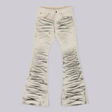 SHOPMOCHO Y2K Retro Distressed Flare Jeans Women High Waist Vintage Washed Denim Bell Bottom Pants Harajuku Streetwear Casual Trousers