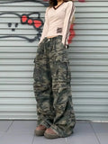 SHOPMOCHO Vintage Women's Jeans Loose-Fit Slimming Casual Wide-Leg Trousers American Style Streetwear Denim Cargo Pants