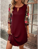 Shopmocho Luxury Dress Women's Perspective Mid Sleeve Printed Round Neck Mini Skirt Summer Party Dress