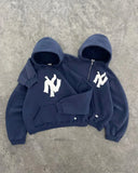 SHOPMOCHO Y2K Harajuku Blue Fashion Letter Pattern Printed Hooded Sweatshirt Men And Women Trend Hip-Hop Casual Loose Zipper Sweatshirt