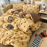 SHOPMOCHO New Soft Skin-friendly Bedding Set Comfortable Breathable Duvet Cover Set with Sheet Single Double Quilt Cover and Pillowcases