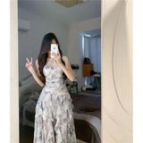 Shopmocho Elegant Pure Desire Tank Dress For Women Summer V-neck Waist-fitted Sweetins Niche Spicy Style Sleeveless Dress