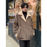 SHOPMOCHO Men Winter Berber Fleece Jacket Parka Coat Mens Multi-pockets Stand Collar Casual Thick Warm Jacket Man Khaki/Dark Gray