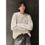 SHOPMOCHO men vintage velvet long sleeve t shirt Crew neck hip hop casual tees tops man autumn harajuku velour streetwear camisetas
