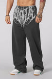 SHOPMOCHO American Style Trend Printed Cotton Men Straight Wide Leg Pants Fitness Training Jogger Fashion Casual Sweatpants Sports Pants