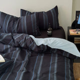 SHOPMOCHO Blue Stripes Bedding Set Simple Design Twin Single Queen Size Girls Boys Soft Home Hotel Pillowcase Bed Sheet Duvet Cover