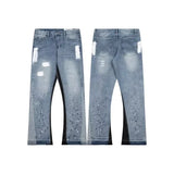 SHOPMOCHO American Retro Clothing Angel Print High-waisted Jeans Men Y2K High Street Trend Washed Oversized Floor-length Pants Women