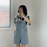 Shopmocho Blue Denim Shorts Female 2025 Summer Loose Wide Leg Shorts Korean Jumpsuit Shorts For Women