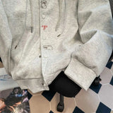 Shopmocho Vintage Cute Dog Print Sweatshirt Open Cardigan Men Women Autumn Loose College Style Casual Match Hat Hoodie Jacket