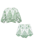 Shopmocho Woman 2 Pieces Shorts Sets 2025 New Fashion Embroidery Short Blouse Summer Women Suit Shorts Two Piece Set Womens Outfits