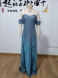 Shopmocho Ladies Dress Banquet Sequin Large Hem Strapless Sexy and Fashionable Slit Dress Summer 2025