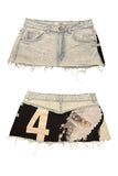 SHOPMOCHO Y2K Retro Yellow Blue Washed Distressed Mini Shorts Women Harajuku Punk Drawstring Denim Shorts Gothic Sexy Low Waisted Shorts
