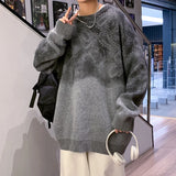 SHOPMOCHO Sweater men Round neck cashew flower knitted sweater fashion new gradient color  loose fashion New Year's sweater men's clothing