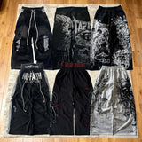 SHOPMOCHO Y2K Trendy Gothic English Letter Embroidered Printed Striped Men Sportswear Pants Retro Harajuku High Street Punk Casual Pants