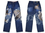 SHOPMOCHO Japanese Retro Selvedge Jeans Man Y2K High-end Brand Natural Indigo Dip Dyeing Harajuku Mopping Pants