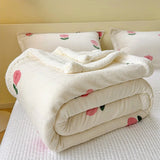 SHOPMOCHO Winter Cartoon Printed Lamb Wool Blanket Thick and Warm Coral Fleece Blanket for Office Napping Fluffy Soft Plush Bedspread