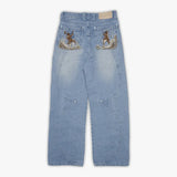 SHOPMOCHO Western Pistol Pendant Pocket Embroidery High Quality Loose Wide Leg Jeans Y2K Trend Men Women Fashion Comfortable Streetwear