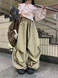 SHOPMOCHO American Baggy Parachute Pants Women Summer High Waist Oversized Cargo Trousers Y2K Loose Streetwear Folds All Match Pants Mujer