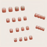 Shopmocho 24pcs Ice Transparent Press On Nails, Fake Nails With 3D Butterfly And Pearls Design, Glossy Full Cover Silver Glitter False Nai