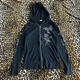 SHOPMOCHO 00s Aesthetic Vintage Jacket Y2k Grunge Zip Up Sweatshirt Flower Wings Print Slim Fit Hoodies E-girl Gothic Cool Street Outwear