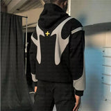 Shopmocho Harajuku Street Hip Hop Cross Hoodies Women Splicing Zipper Sweatshirt Hoodie Female y2k Harajuku Gothic Coat Hoodie Female