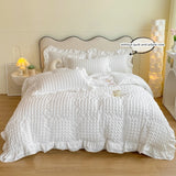 SHOPMOCHO 3pcs Korean lace Bedding set seersucker Duvet Cover Set (1*Duvet Cover + 2*Pillowcase, Without Core)for bedroom guest room