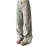 SHOPMOCHO American Retro High Street Pocket Design Jeans Men's Loose Casual Straight Leg Vibe Wide Leg Floor-Length Trendy Pants
