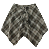 Shopmocho Fashion Tassel Hip Hop Irregular Men and Women Fake Shirt Hem Spring Autumn False Shirt Skirt Half-body Plaid Skirts Womens Saia