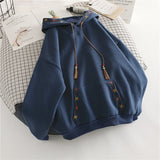 Shopmocho Women's Hoodie Drawstring Tassel Exquisite Embroidery Large Pocket Thick Pullover Artistic Fashionable Autumn Winter Top Jacket