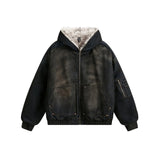 SHOPMOCHO Winter New American Washed Hooded Cotton Jacket Men Casual Thick Warm Coat Vintage Streetwear Parka
