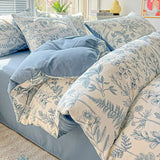 SHOPMOCHO American Pastoral Floral Printed Bedding Set Soft Skin-Friendly Double King Size Duvet Cover Set with Flat Sheet and Pillowcases