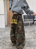 SHOPMOCHO Fashionable Camouflage Denim Pants Trendy Japanese Harajuku Style Loose Fit Long Pants Polyester Fiber Comfortable Casual Lei...
