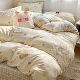 SHOPMOCHO Kids Adult Duvet Cover Set with Bed Flat Sheet Pillowcases Cute Cartoon Single Queen Size Home Hotel Dormity Bedding Set