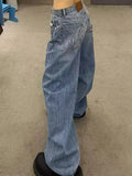 SHOPMOCHO Gradient Spring 2026 Casual Blue Jeans Women Y2K Vintage High Waisted Jeans Straight Streetwear Loose Large Wide Leg Denim Pants