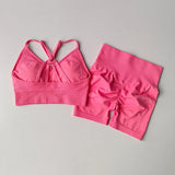 Shopmocho 2 Pcs Yoga Sets Women High Waist Workout Outfits Gym Wear Gym Clothing Sports Suits Fitness Tracksuit Sportswear Shorts Suit