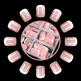 SHOPMOCHO 120Pcs Pink French Short Square Fake Nails 12-Sizes Full Cover Press On Nails Wearable Detachable Finished False Fingertips *TD