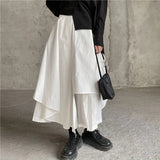 SHOPMOCHO Women Skirts Gothic Irregular Skirts Pants Women High Waist White Black Long Skirts Female Pleated Skirts Culottes Women Clothes