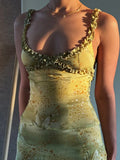 Shopmocho Weird Puss See Through Women 2 Piece Set Y2K Ruffles Patchwork Camisole+Tierred Skirts Matching Vacation Sexy Midnight Clubwear