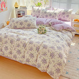 SHOPMOCHO American Pastoral Floral Printed Bedding Set Soft Skin-Friendly Double King Size Duvet Cover Set with Flat Sheet and Pillowcases
